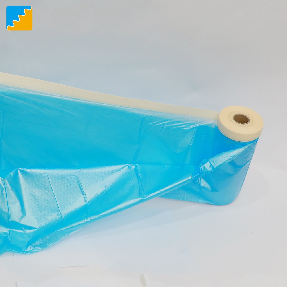 Heat Resistance PE Transparent Adhesive Large Masking Film Roll Disposable Painter Masking Film For Car Painting