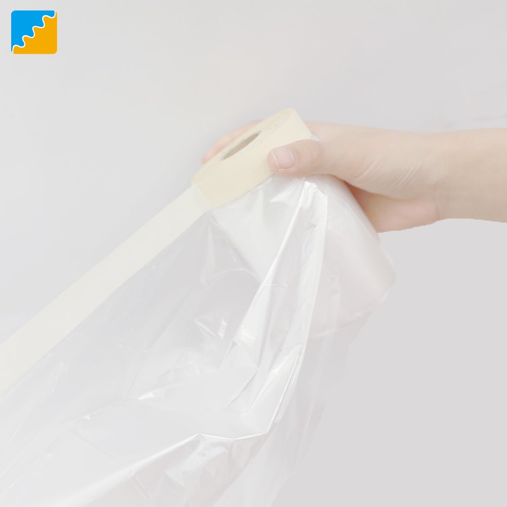Heat Resistance PE Transparent Adhesive Large Masking Film Roll Disposable Painter Masking Film For Car Painting