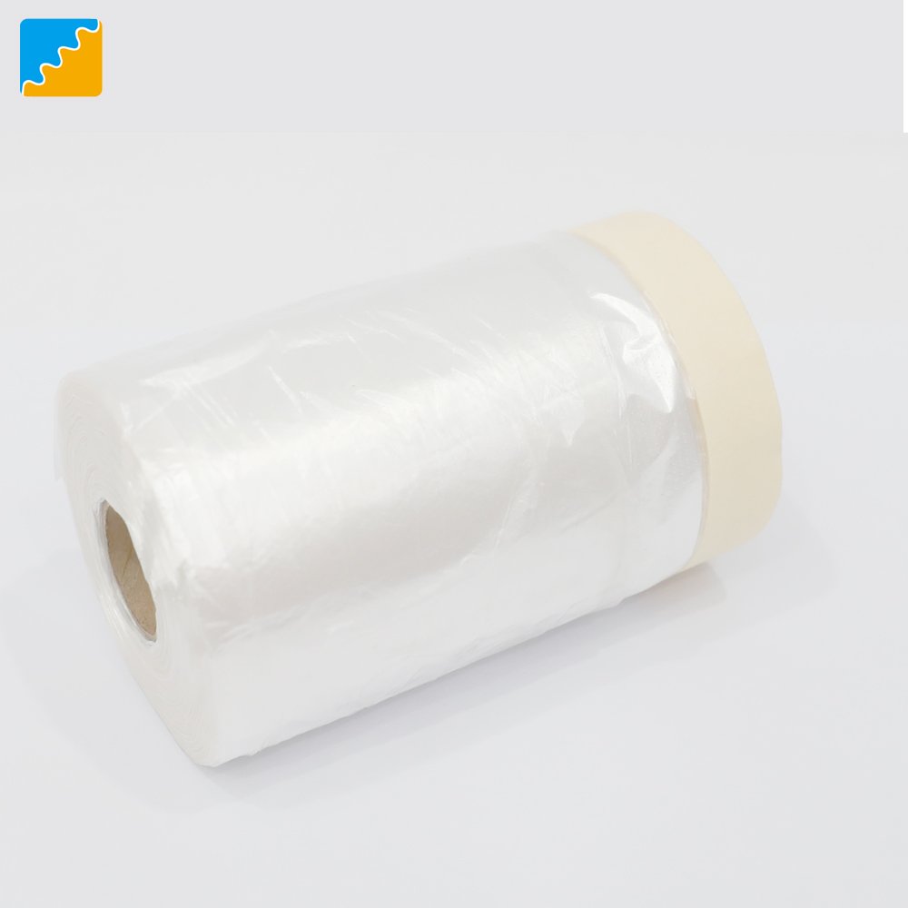 Heat Resistance PE Transparent Adhesive Large Masking Film Roll Disposable Painter Masking Film For Car Painting