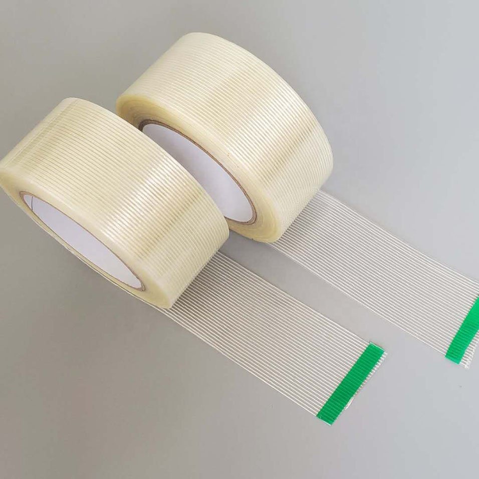 heavy duty hot melt fiber glass adhesive mono filament reinforced strapping tape for packaging