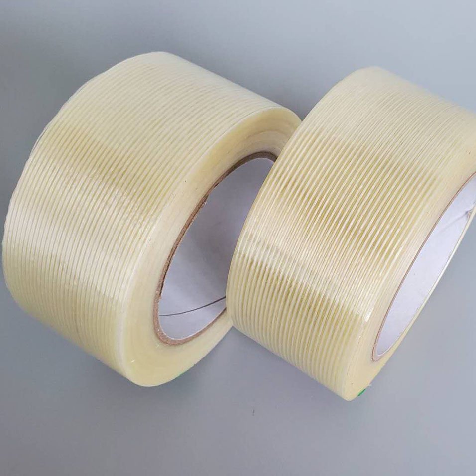 heavy duty hot melt fiber glass adhesive mono filament reinforced strapping tape for packaging