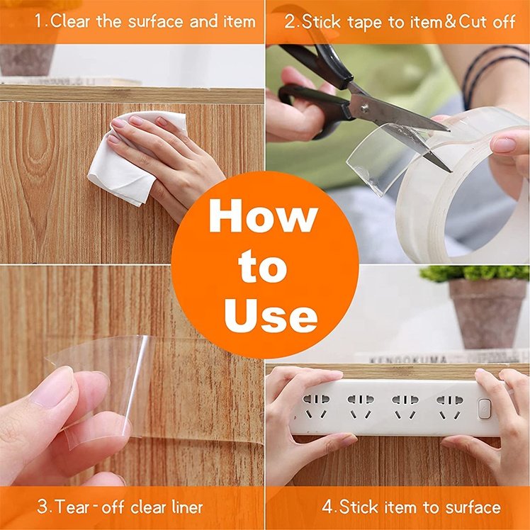 High Adhesive Double-Sided Tape Heat Resistant Foam Extremely Strong Transparent Nano Tape For Household Wall Paste Items