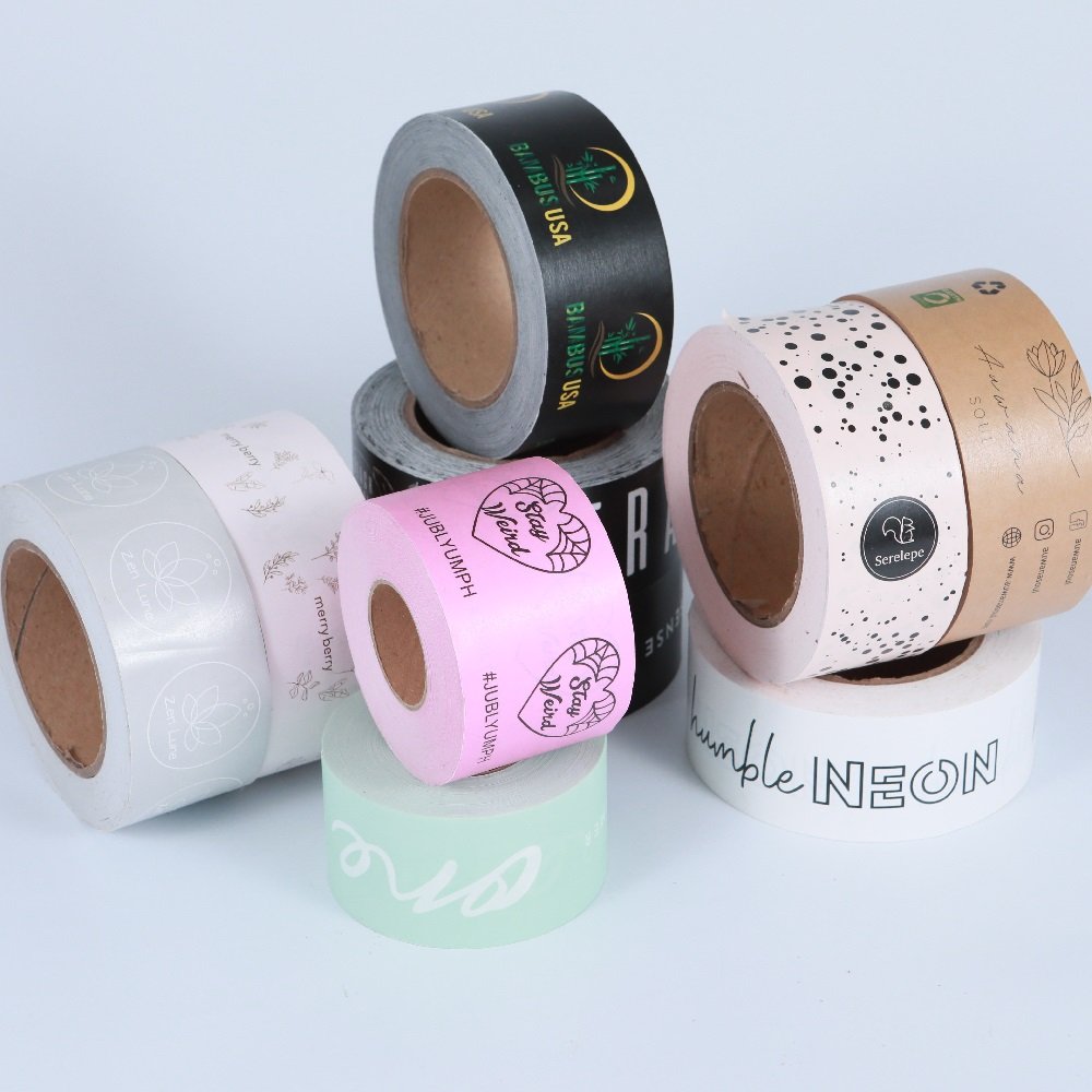Custom Printed Logo Water Activated Appear Gummed Carton Packing Reinforced Kraft Tape Paper