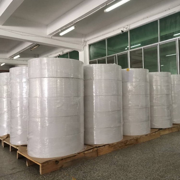 High quality 80gsm semi gloss self adhesive paper label sticker in jumbo rolls