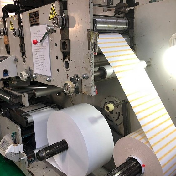 High quality 80gsm semi gloss self adhesive paper label sticker in jumbo rolls