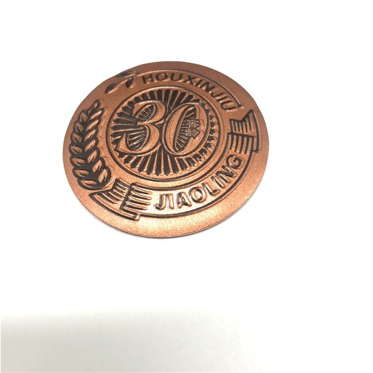 Custom Gold Foil Adhesive Label Sticker for Aluminum Wine Bottle Glossy Nickel with Curved Trademark Logo Boxed for Packing