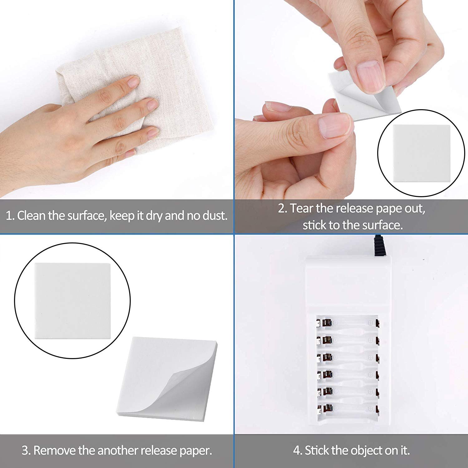 Square White Double Sided Foam Tape Strong Pad Mounting Adhesive Tape