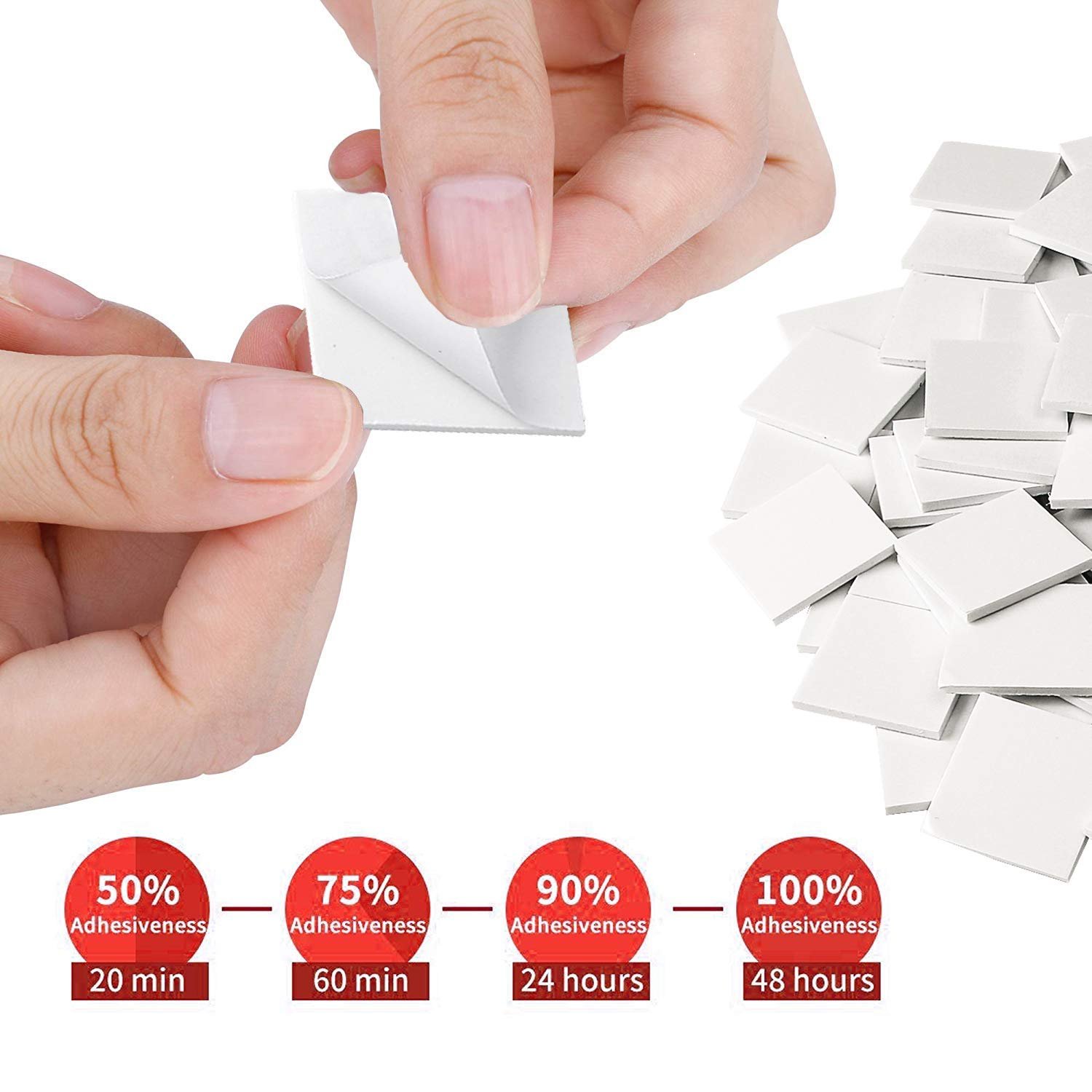 Square White Double Sided Foam Tape Strong Pad Mounting Adhesive Tape