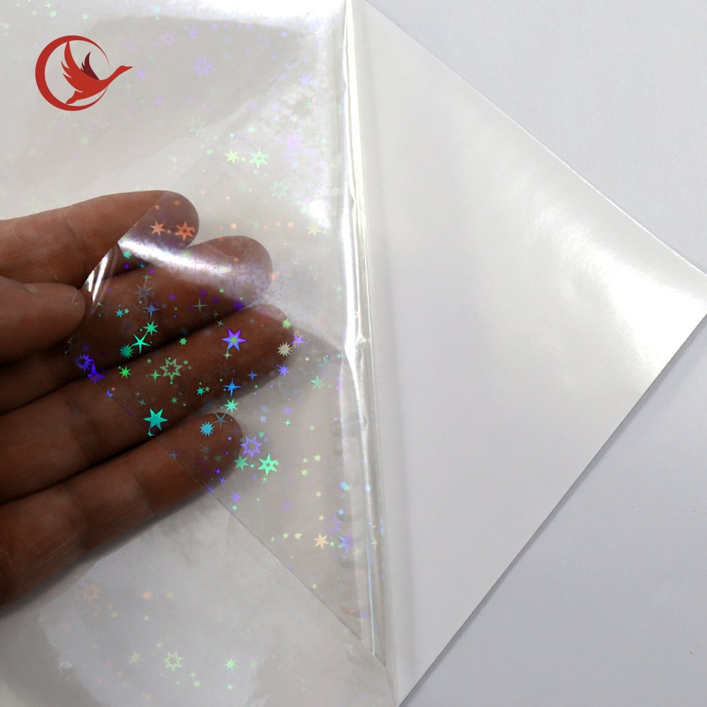 Holographic sheets Laser Cold Lamination Film with various patterns heart/star laser cold lamination film