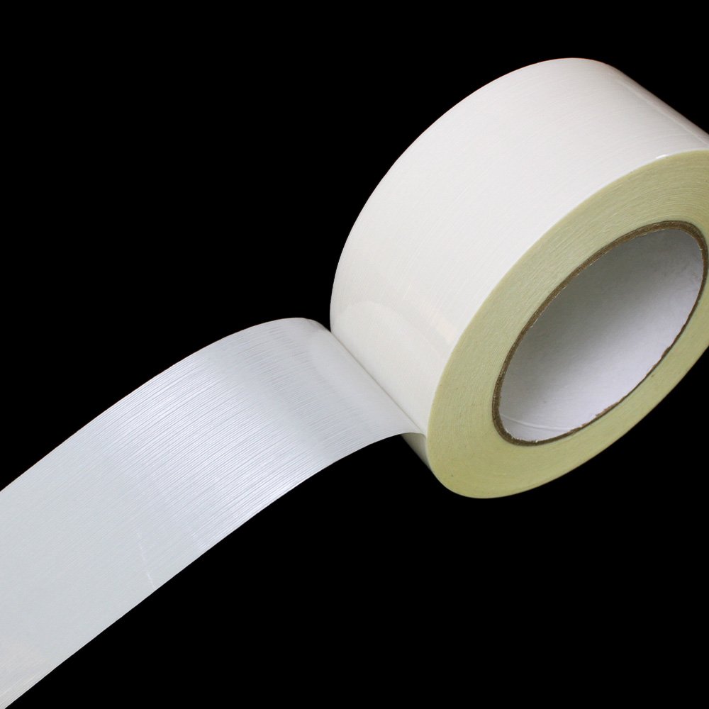 1- Recyclable Heavy Duty Straight and Cross Mesh Fiber Fiberglass Reinforced Filament Strapping Packing Self Adhesive Tape