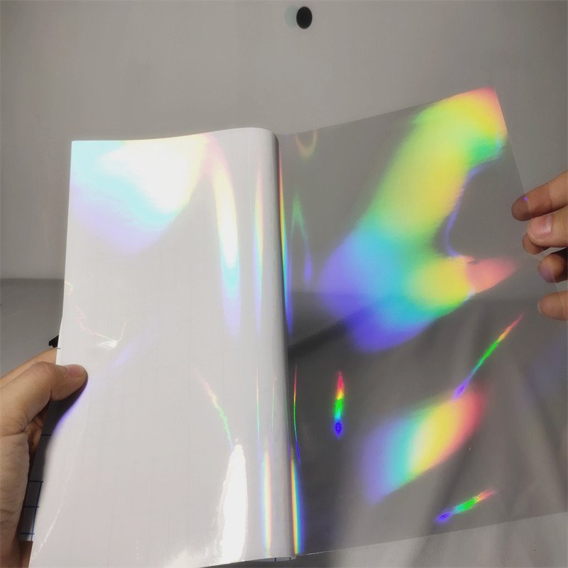 PVC Transparent Cold Laminating Overlay Film Sheets A4 Roll Overlay Heart Holographic Cold Lamination Film
