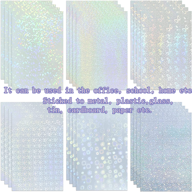 PVC Transparent Cold Laminating Overlay Film Sheets A4 Roll Overlay Heart Holographic Cold Lamination Film