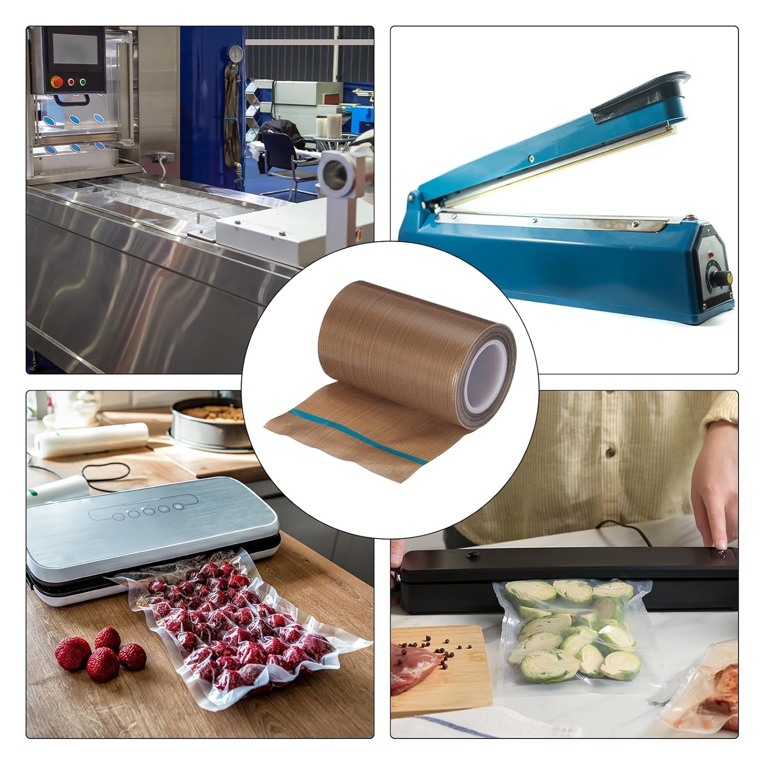 High temperature resisting insulation PTFE tape PTFE Fabric Tape Adhesive PTFE Film Tape for Vacuum Sealer Machine Hand Sealers