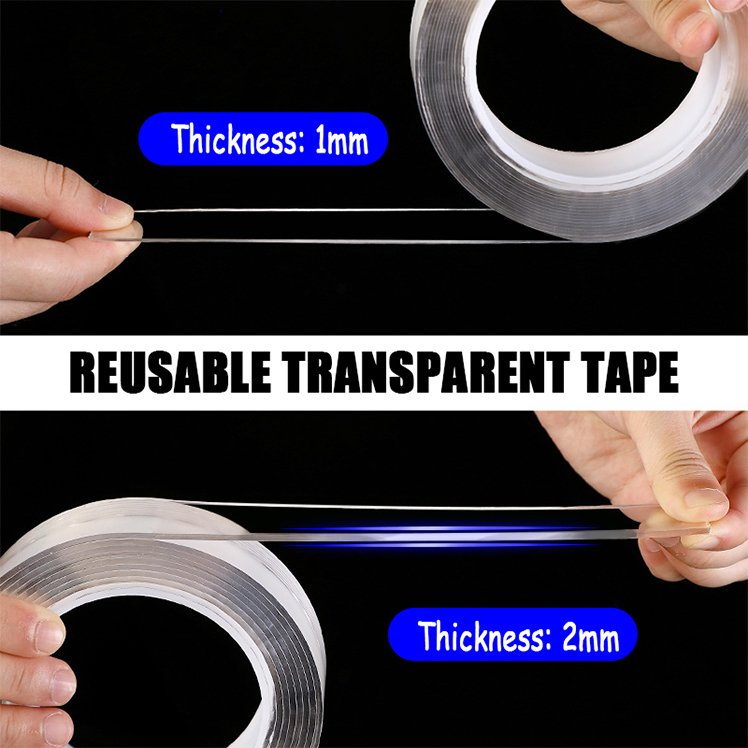 Nano Clear Multipurpose Mounting Tape,Tough Removable Reusable Transparent Stick Adhesive Tape for Wall Home Decor Office Decor
