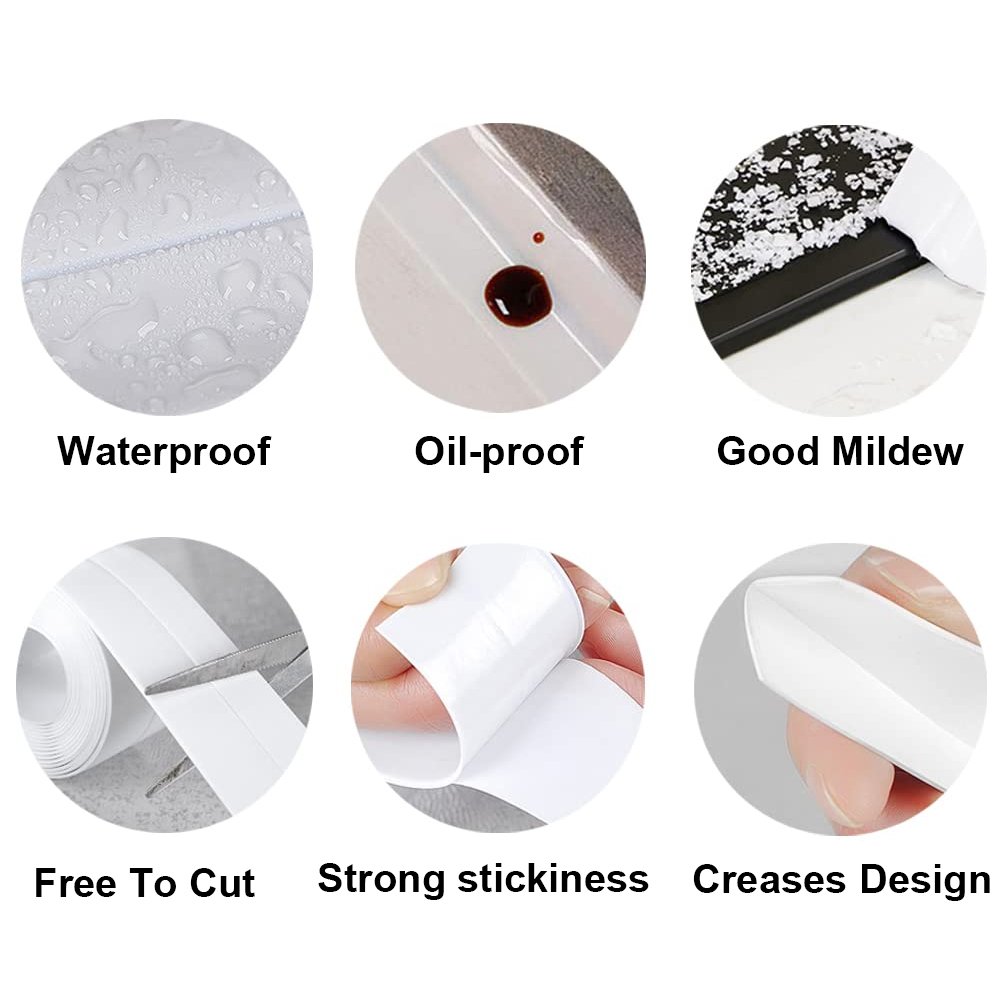 ANTI Self Adhesive Caulk Tape Shower Tile Sealer Bath And Kitchen Tub And Wall Sealing Caulk Strip Tape