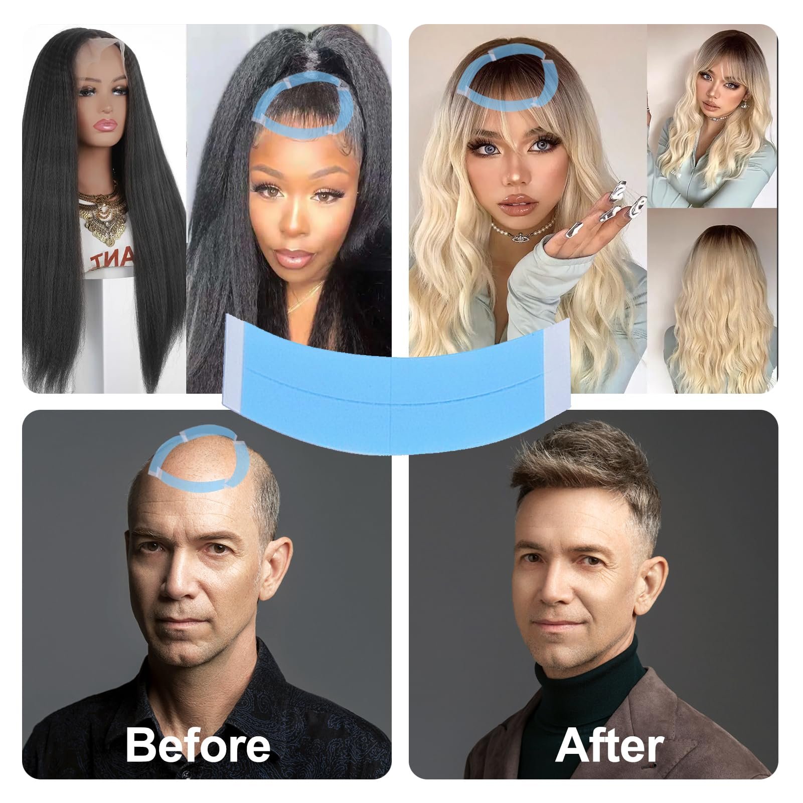 Lace Front Wig Tapes,Double Sided Wig Tape for Lace, Adhesive Strips Wigs Toupee Hairpiece Waterproof and Sweatproof
