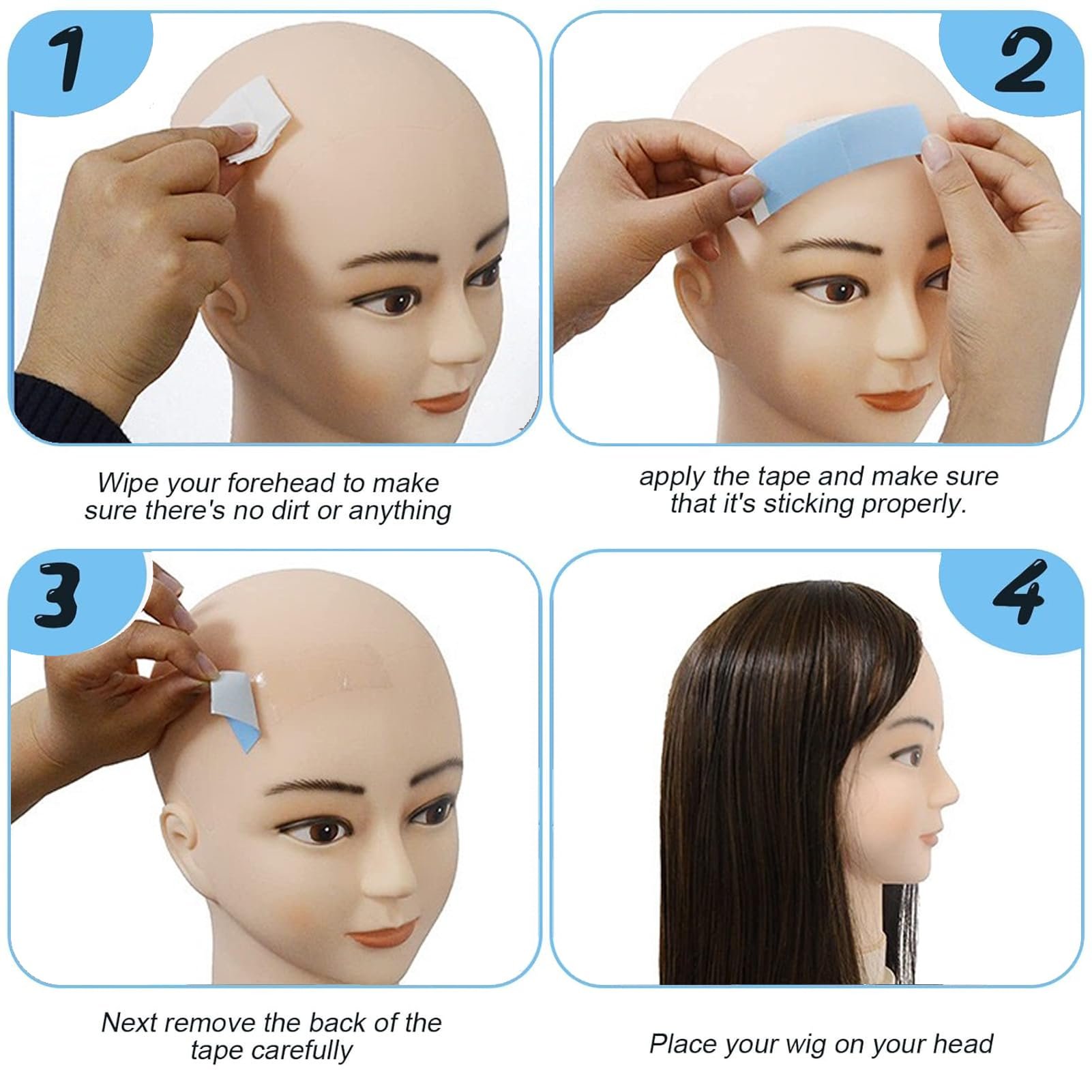 Lace Front Wig Tapes,Double Sided Wig Tape for Lace, Adhesive Strips Wigs Toupee Hairpiece Waterproof and Sweatproof