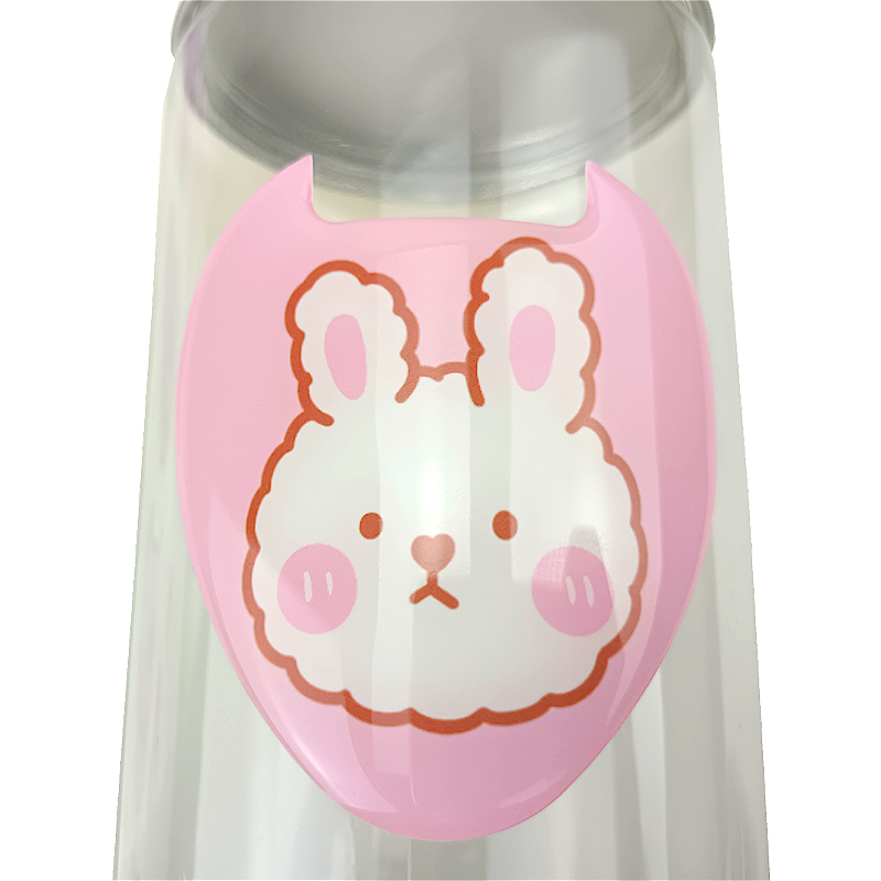 Custom OEM 3D Gel Pink Bunny Dome Stickers Kawaii Rabbit Soft Plastic Decorative with 3M Adhesive Epoxy Resin Packaging Labels