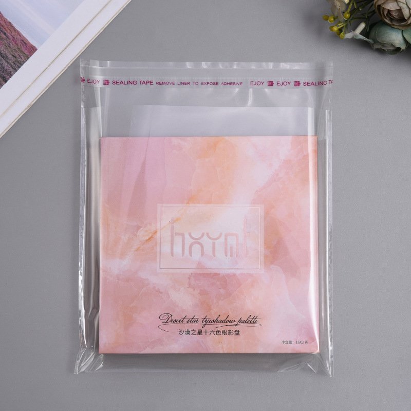 Custom LOGO matte/transparant Self adhesive polybag reusable Poly Plastic Packing small clear Opp Bag with Hanging hole