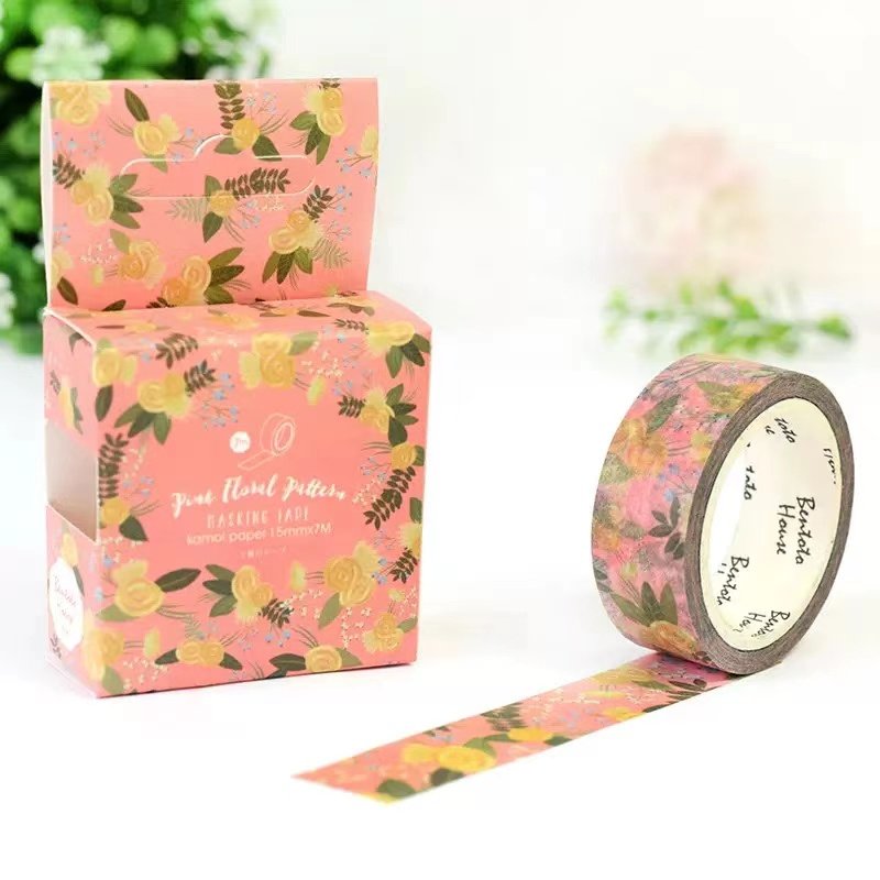 Cute Decorative Watercolor Washi Tapes Adhesive Rubber Masking Paper Tape for Journaling Stationery Packing
