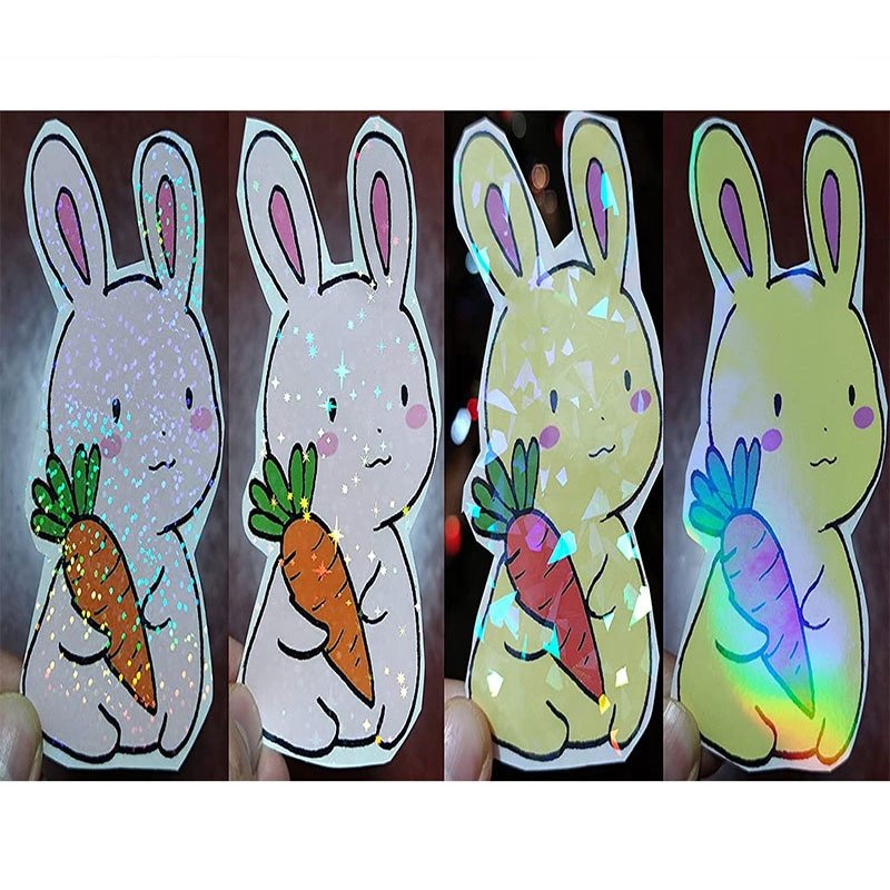 Holographic Laminate Cold Lamination Overlay Film Sticker Transparent Rainbow All Patterns Waterproof A4 Size OPP Bag Soft 50pcs