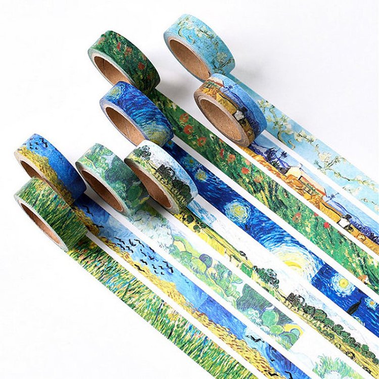 CMYK Wholesale Mini Oem Custom Printed Decorative Adhesive Green Washi Paper Splicing Tape