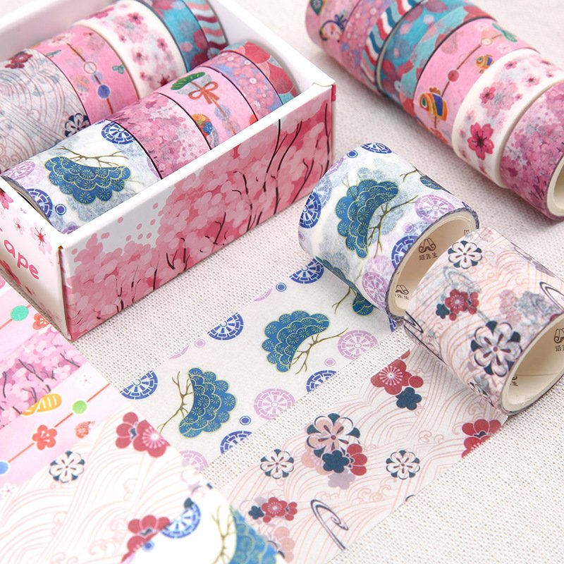 CMYK Wholesale Mini Oem Custom Printed Decorative Adhesive Green Washi Paper Splicing Tape