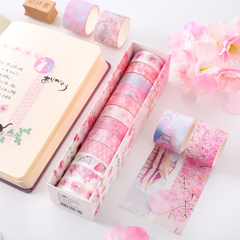 CMYK Wholesale Mini Oem Custom Printed Decorative Adhesive Green Washi Paper Splicing Tape