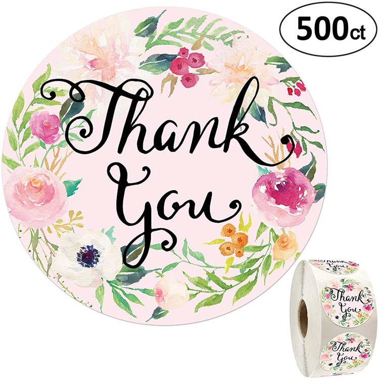 Custom Die Cut round Logo Cake Box with Hot Stamping Kraft Paper Gift Packaging Seals PVC Plastic Adhesive Sticker 'Thank You'