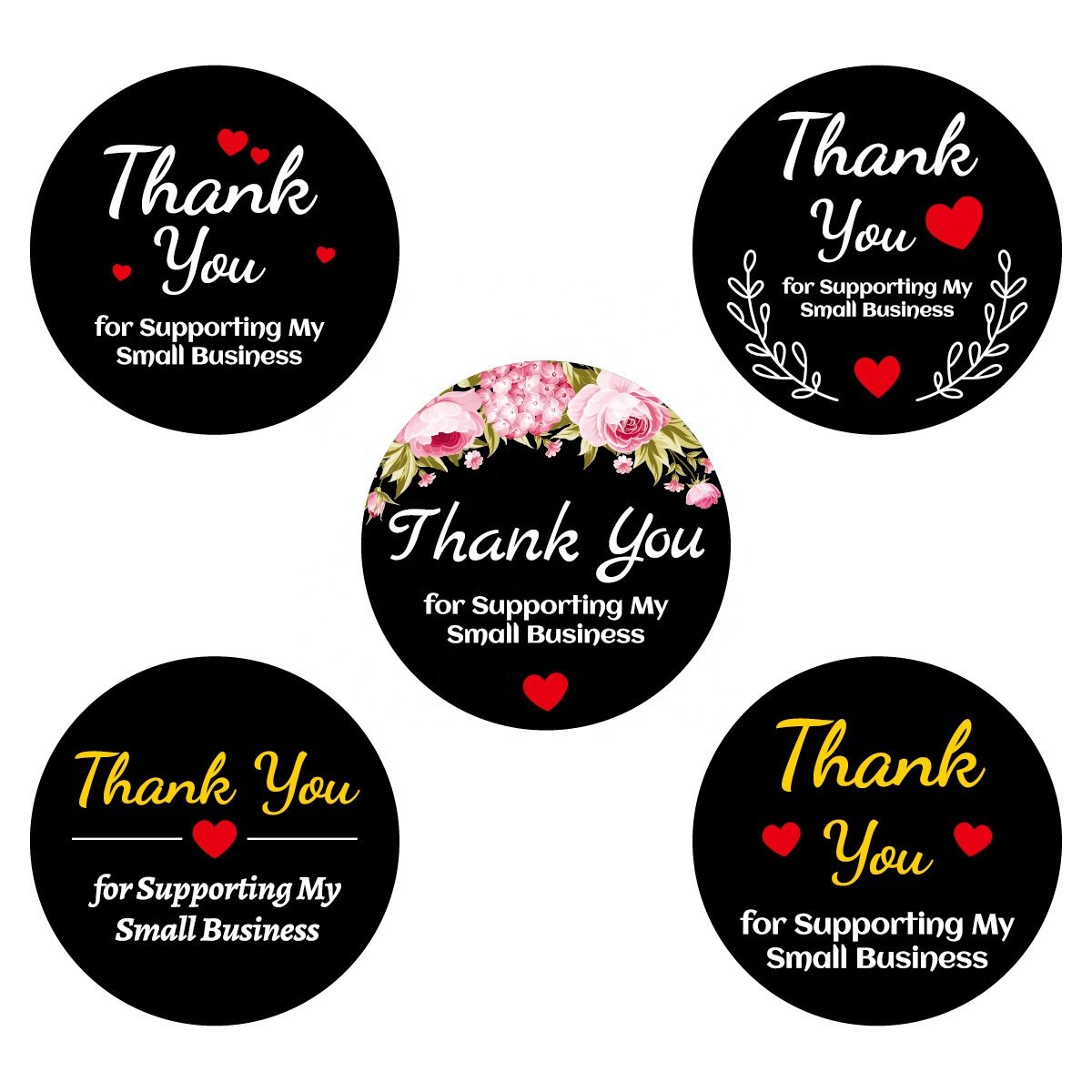 1.5inch Thank You Self Adhesive Stickers For Small Business Seal Labels For Packaging Gold Foil Hot Stamping Sticker Labels