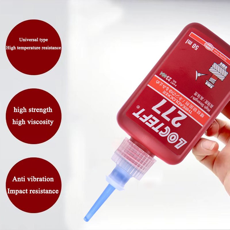 High Strength 277 Adhesive Red Liquid Glue Metal Sealant Compatible Stainless Steel Aluminum Alloy Car Metal Lathe Heat Cold