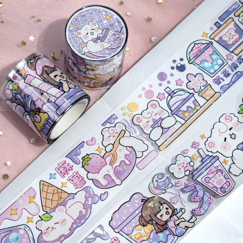 Design your own adhesive washi foil tape 50mm raise shell holographic craft kawaii cute PET tape set