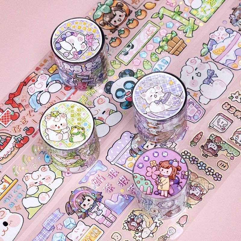 Design your own adhesive washi foil tape 50mm raise shell holographic craft kawaii cute PET tape set