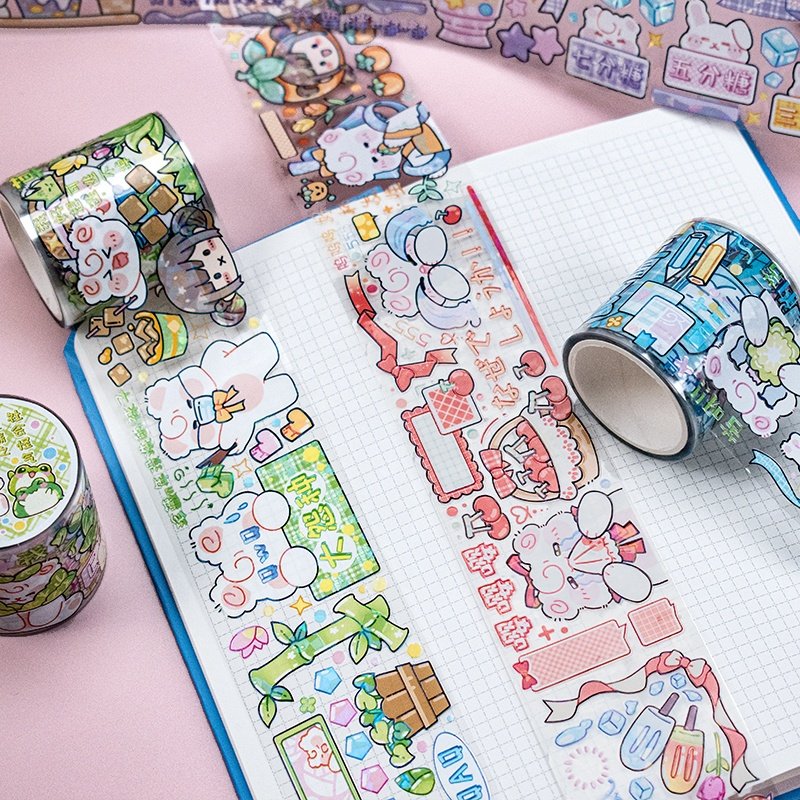 Design your own adhesive washi foil tape 50mm raise shell holographic craft kawaii cute PET tape set