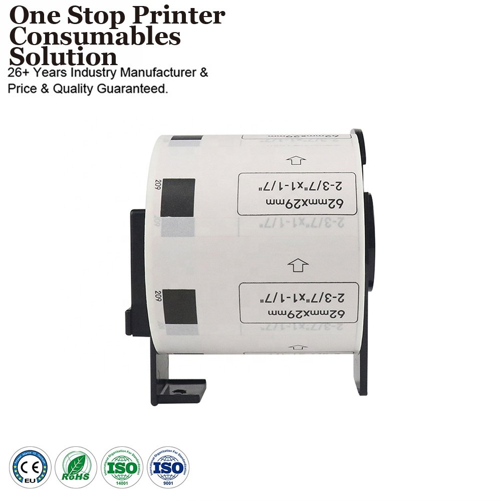 INK-POWER DK-11209 DK11209 DK 11209 Black on White Self Adhesive Thermal Paper Label Roll Compatible for Brother Printer