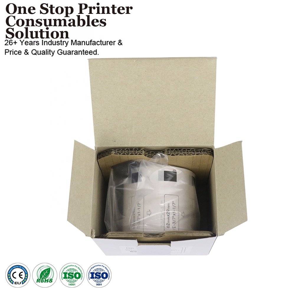INK-POWER DK-11209 DK11209 DK 11209 Black on White Self Adhesive Thermal Paper Label Roll Compatible for Brother Printer