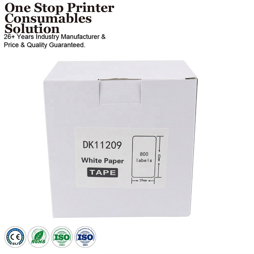 INK-POWER DK-11209 DK11209 DK 11209 Black on White Self Adhesive Thermal Paper Label Roll Compatible for Brother Printer
