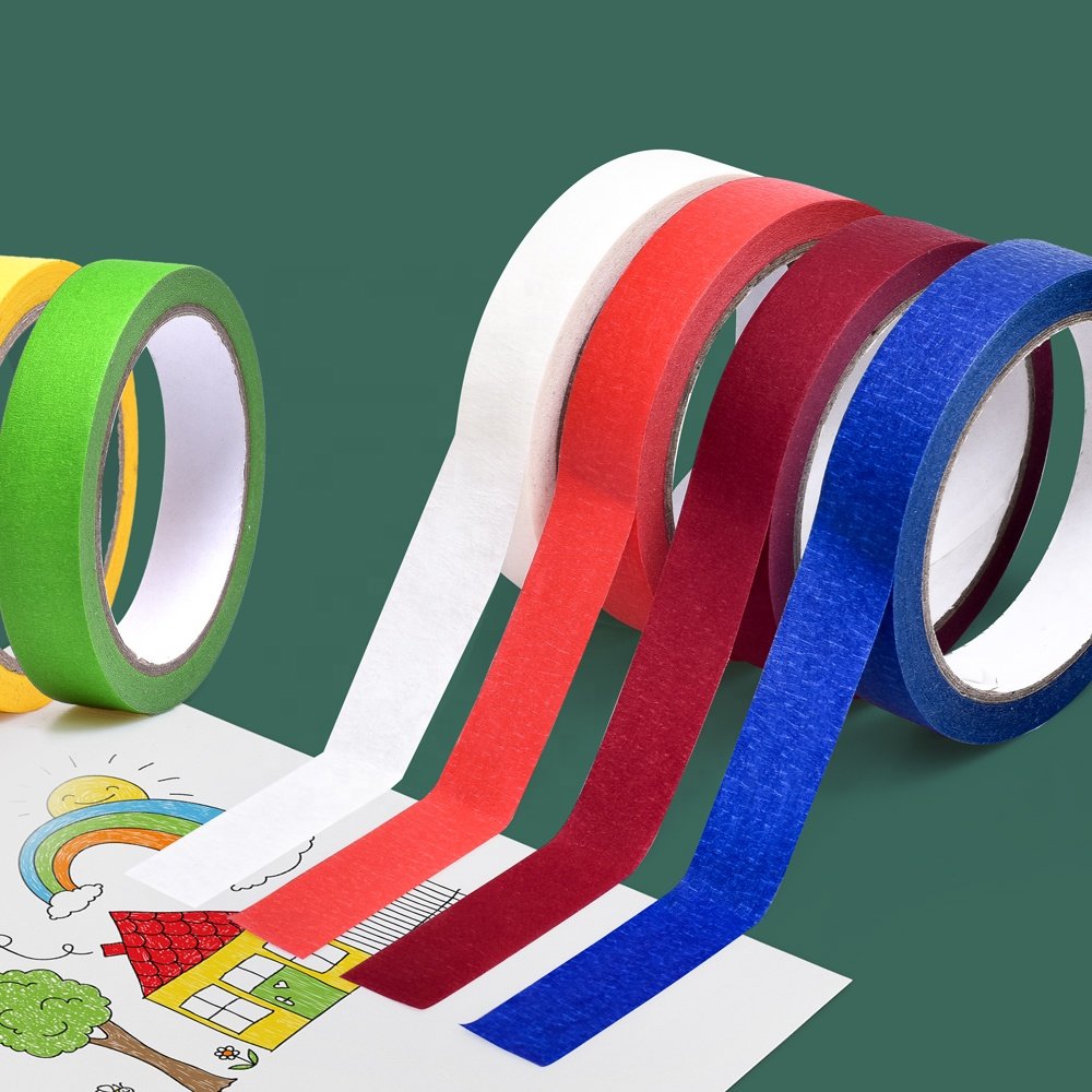 Industry Factory Price Kids Painting Rubber Adhesive Painters Tape Original Blue Masking Tape Colorful Crafts Arts Supplies