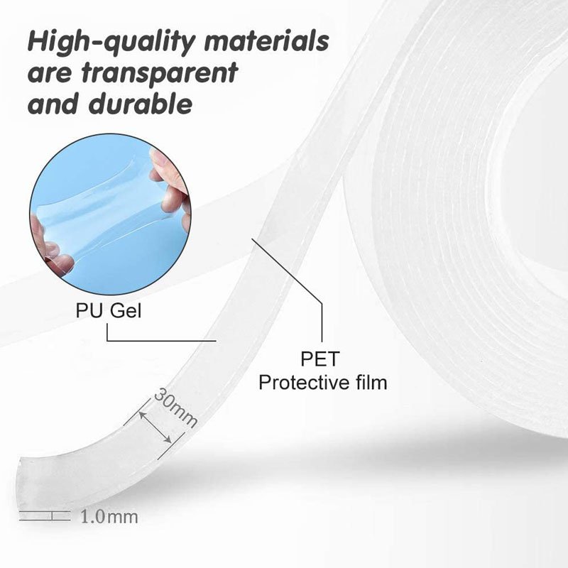 Strong Viscosity Removable Washable Reusable Transparent Nano PU Seaming Gel Grip Tape for Carpet Fixing