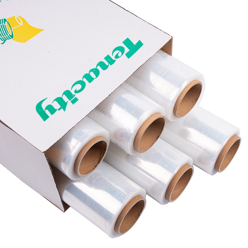 Wholesale Cheap Custom Lldpe Waterproof Safety Material Clear Adhesive Stretch Wrapping Transparent Film Roll Printed Plastic