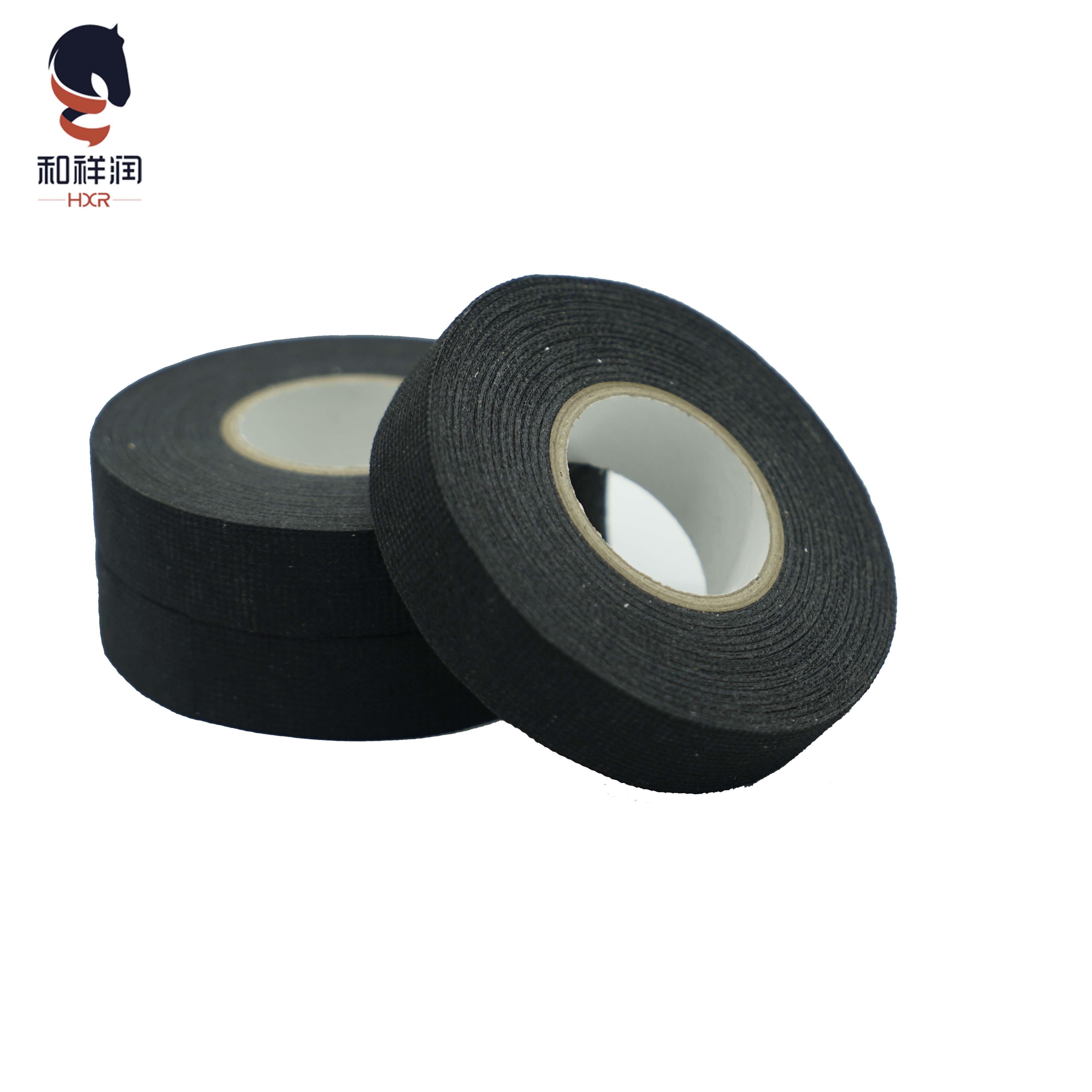 Black 19mm Width Adhesive Cloth Wiring Loom Harness Insulating Tape 25m For Engine Compartment Interior Use
