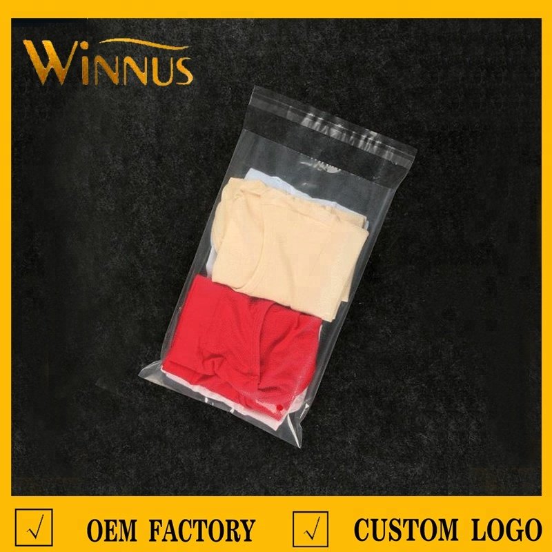 custom logo print clothes clothing packaging bag clear glue self adhesive seal eco friendly pe plastic bags with adhesive tape
