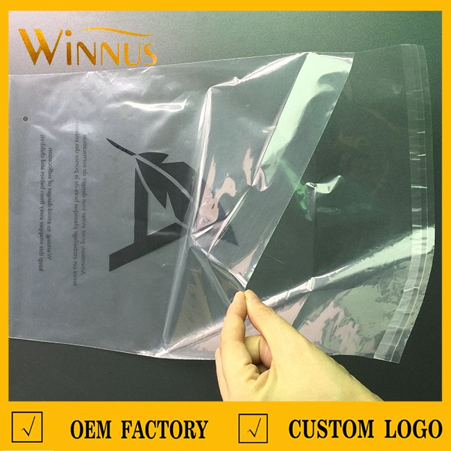 custom logo print clothes clothing packaging bag clear glue self adhesive seal eco friendly pe plastic bags with adhesive tape