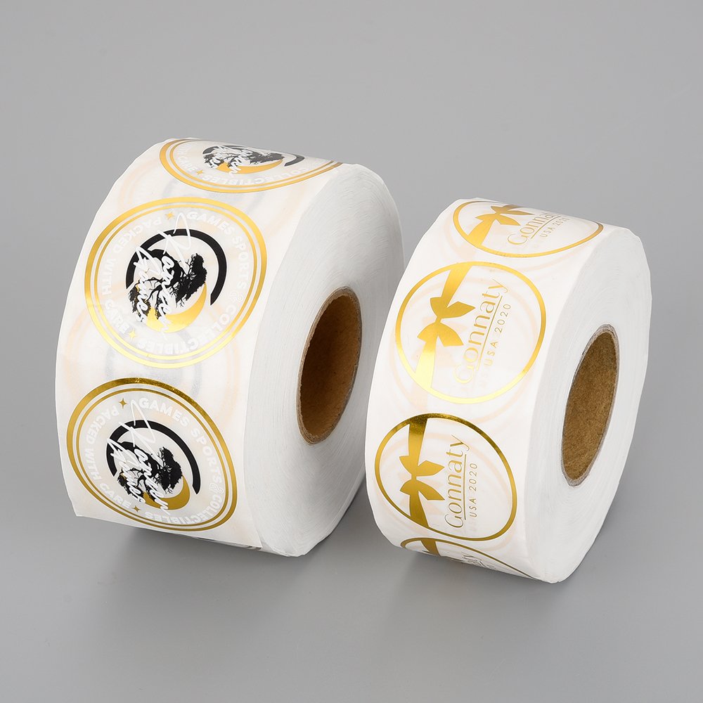 Custom roll logo printing adhesive waterproof gold foil clear vinyl logo label transparent stickers for packaging