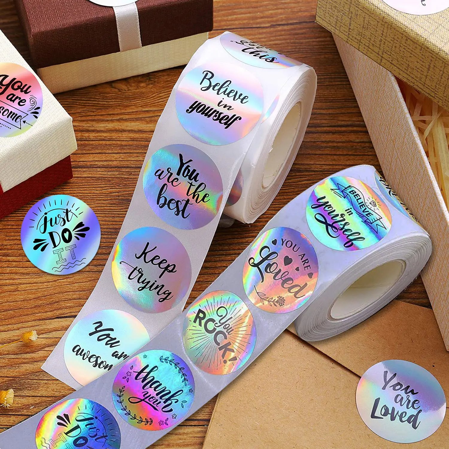 Private Design Product Labels Self Adhesive Vinyl Round circle Waterproof Sticker Roll Logo Custom Paper Printing
