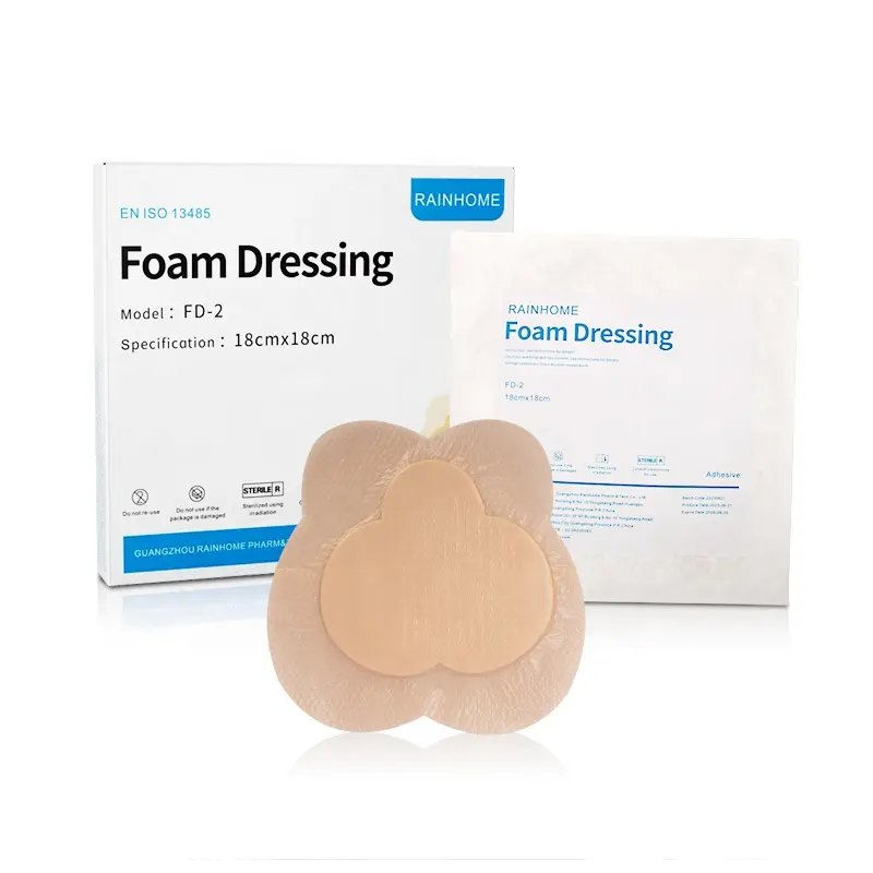 Medical disposable supplies for wound care adhesive Silicone foam dressing with silver available 18x18cm wound therapy dressing