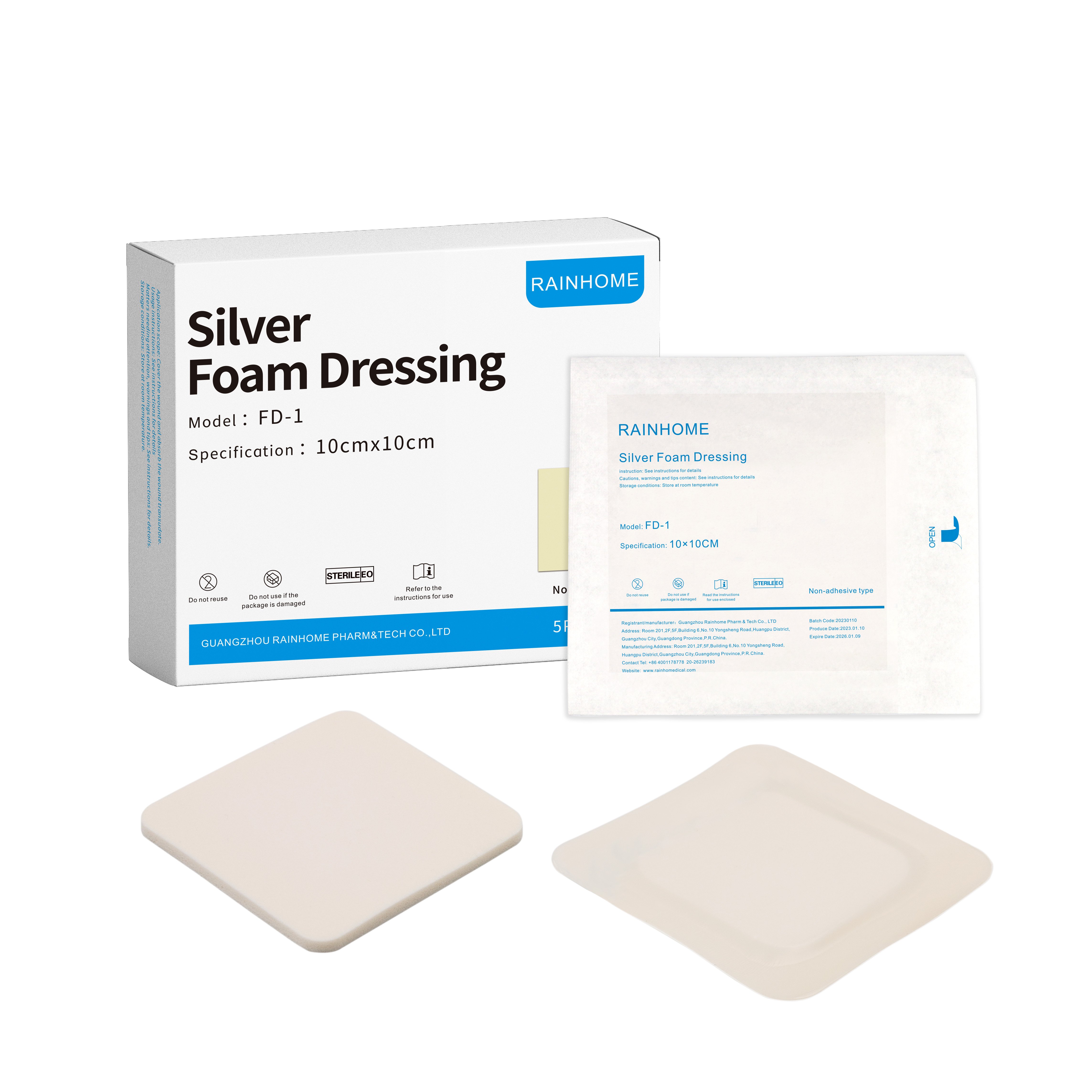 Medical disposable supplies for wound care adhesive Silicone foam dressing with silver available 18x18cm wound therapy dressing