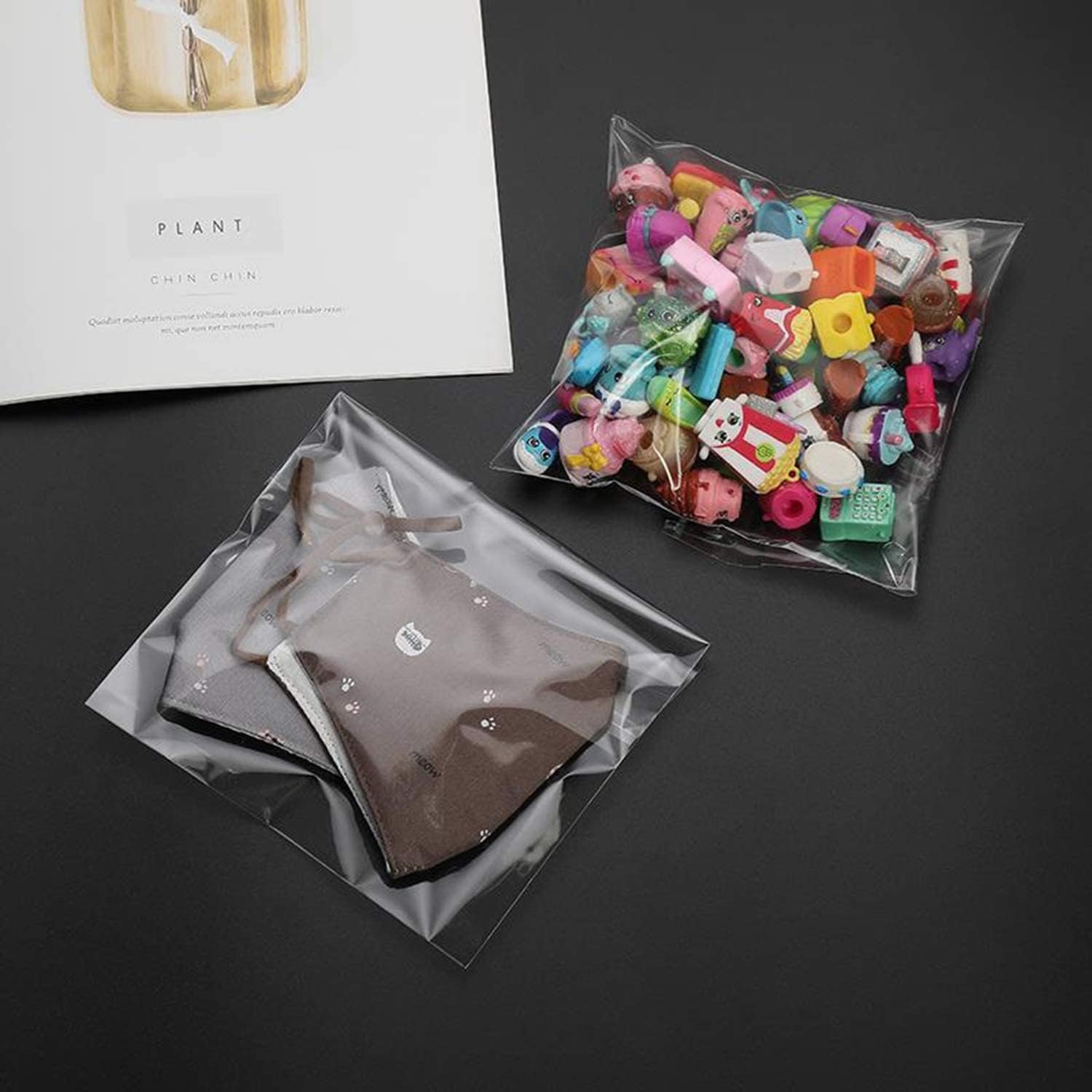 Clear Cookie Bags Resealable Cellophane Bags Self Adhesive for Packaging Gifts,Cookies,Favors, Products