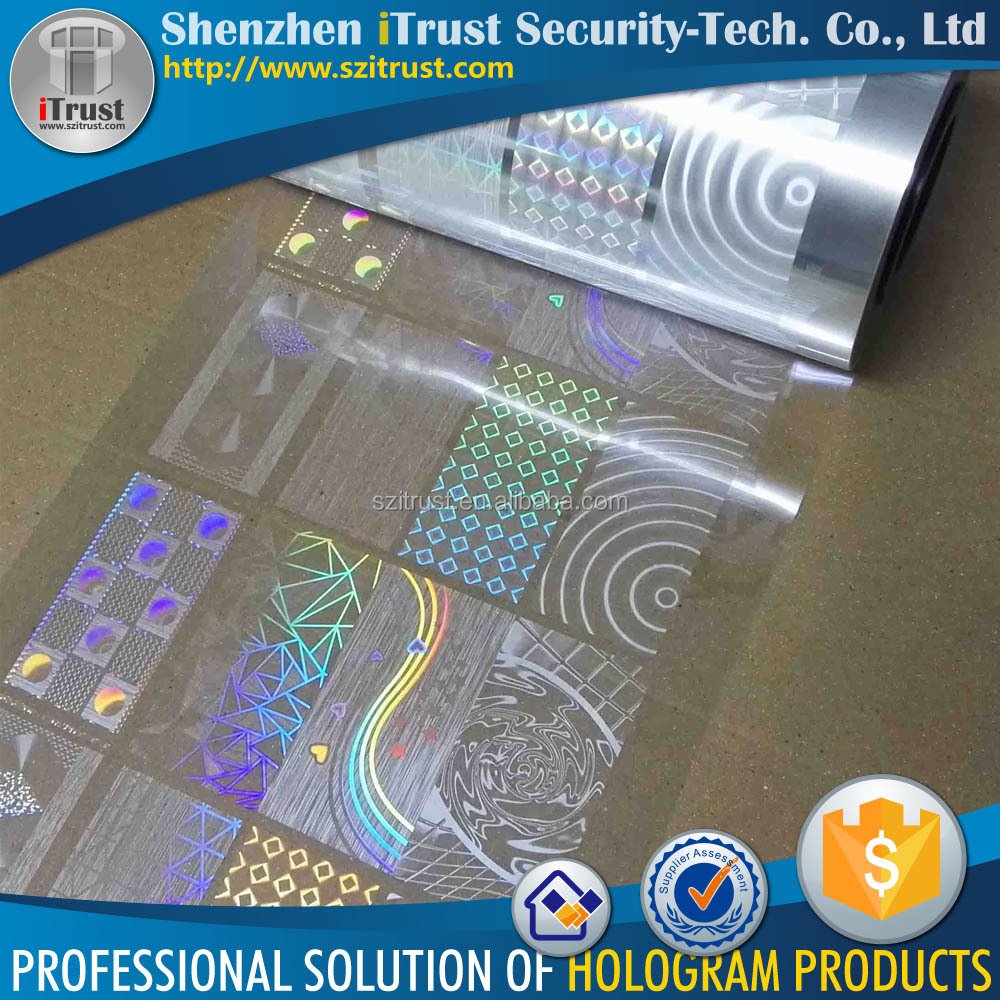 Transparent Hologram Foil Holographic Lamination Film Custom Logo Sticker Laser Film Label Sticker Print Label