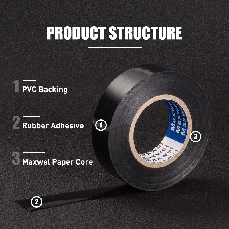 Maxwel 130Z 150Z 180Z Flame Retardant Rubber Adhesive Electrical Insulation Jumbo Roll PVC Tape